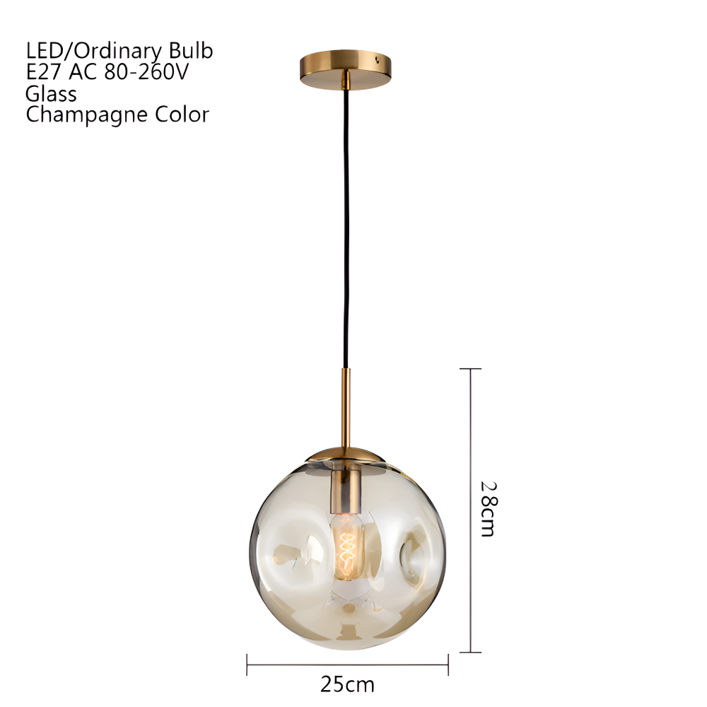 Lampa wisząca vintage ze szkła champagne szarego