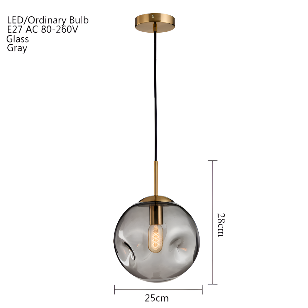 Lampa wisząca vintage ze szkła champagne szarego