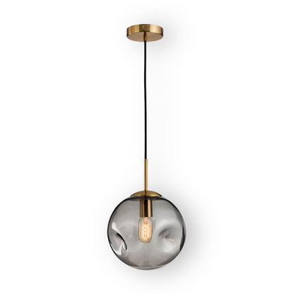 Lampa wisząca vintage ze szkła champagne szarego