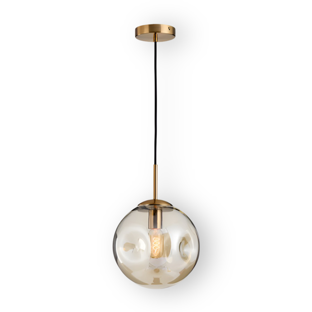 Lampa wisząca vintage ze szkła champagne szarego