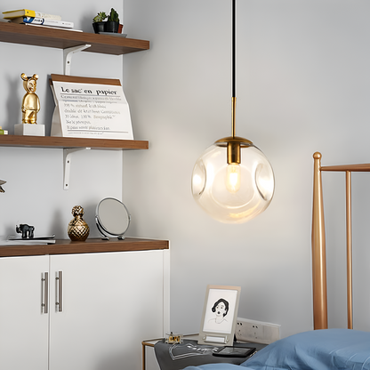 Lampa wisząca vintage ze szkła champagne szarego