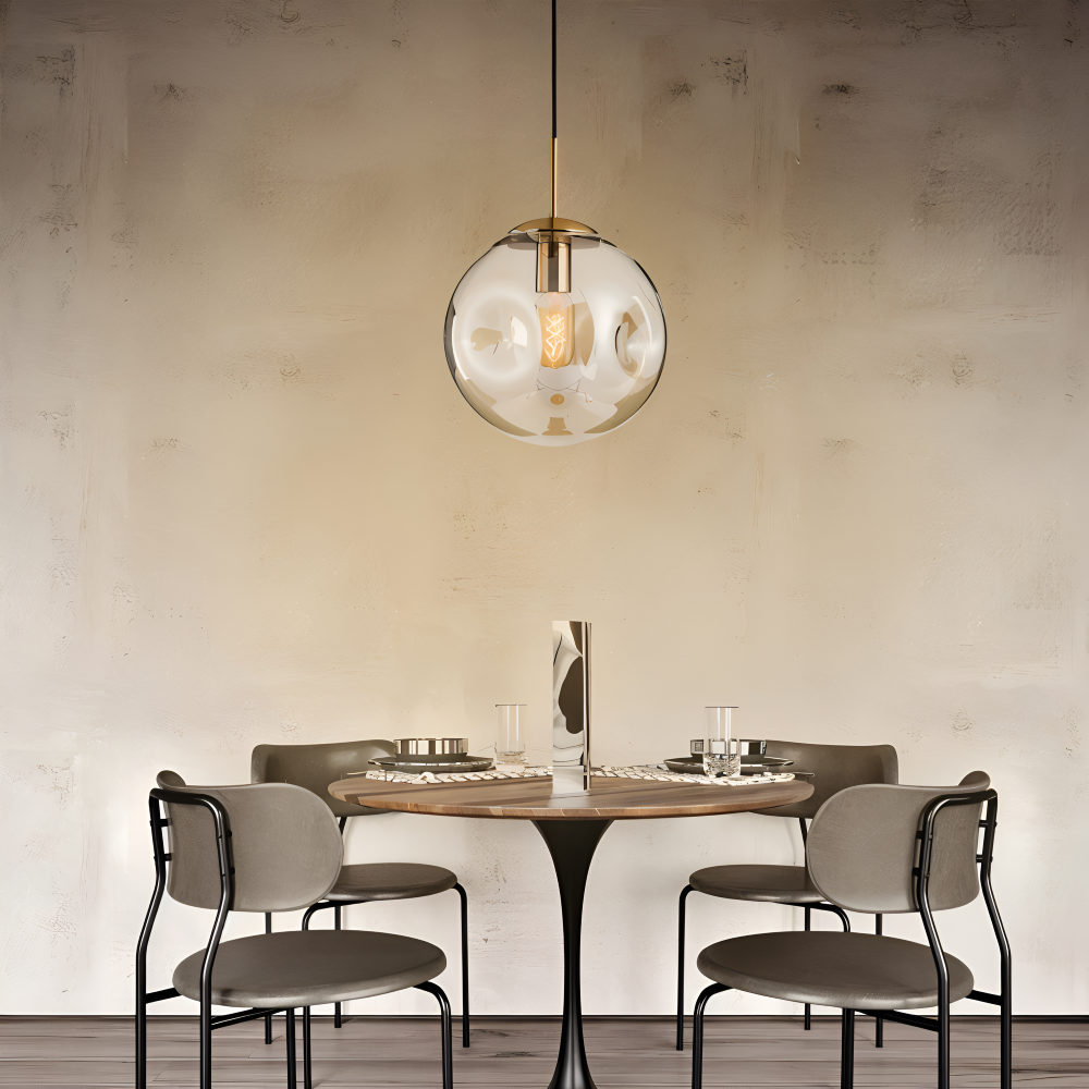 Lampa wisząca vintage ze szkła champagne szarego