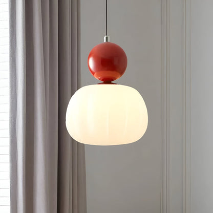 Lampa wisząca Art Deco kremowa z metalową ramą