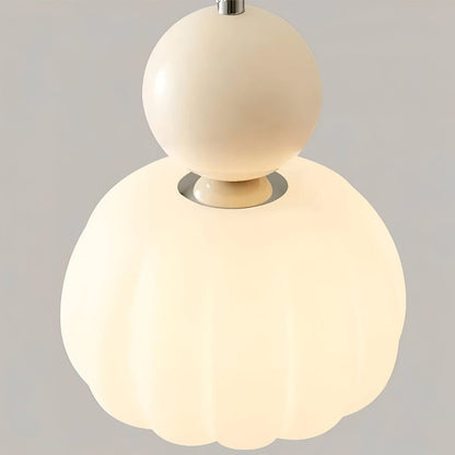Lampa wisząca Art Deco kremowa z metalową ramą