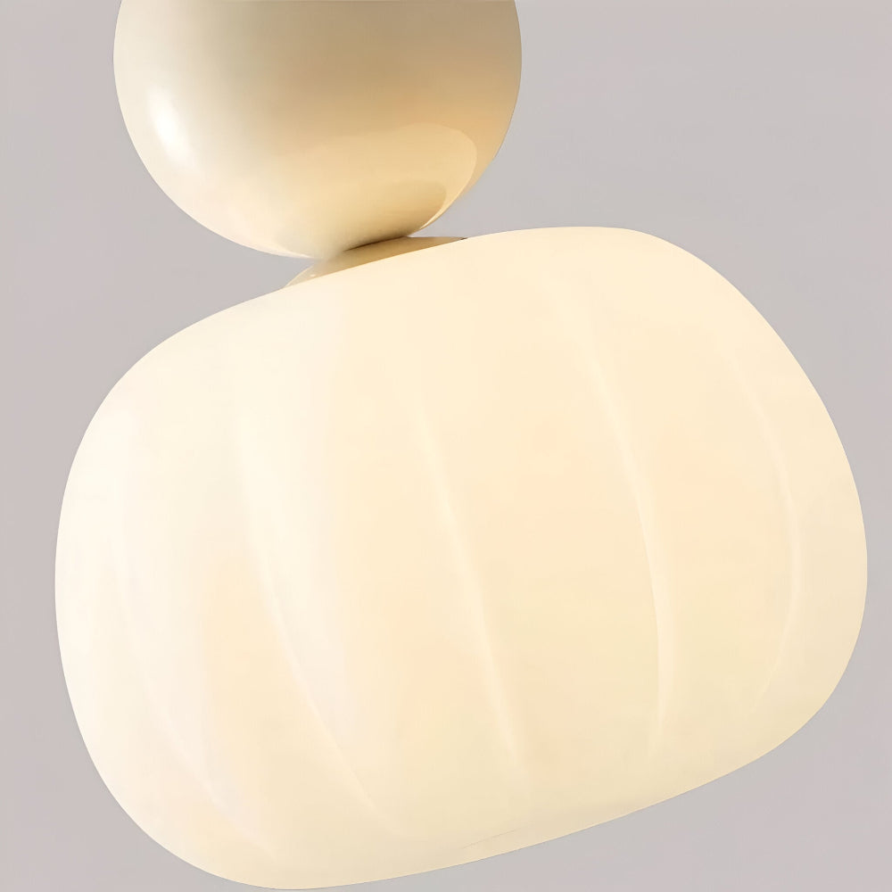 Lampa wisząca Art Deco kremowa z metalową ramą