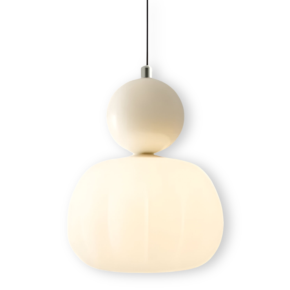 Lampa wisząca Art Deco kremowa z metalową ramą