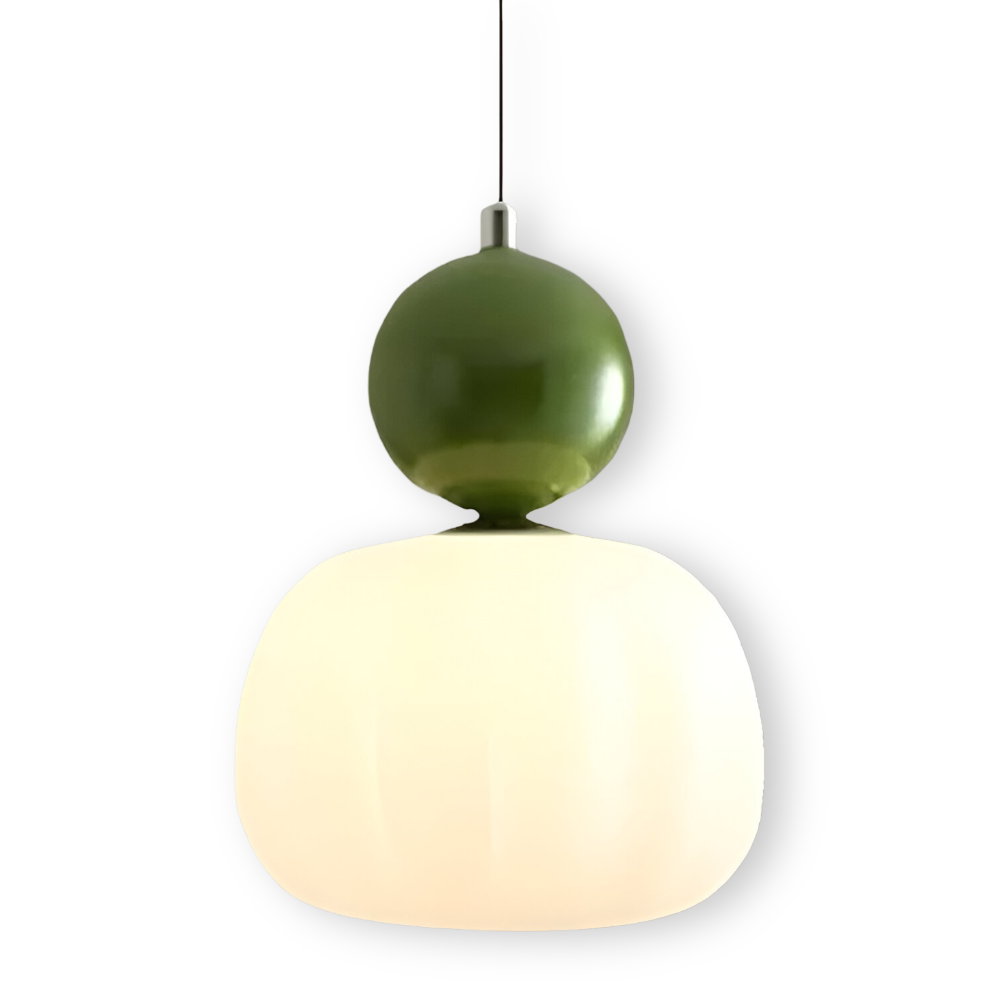 Lampa wisząca Art Deco kremowa z metalową ramą
