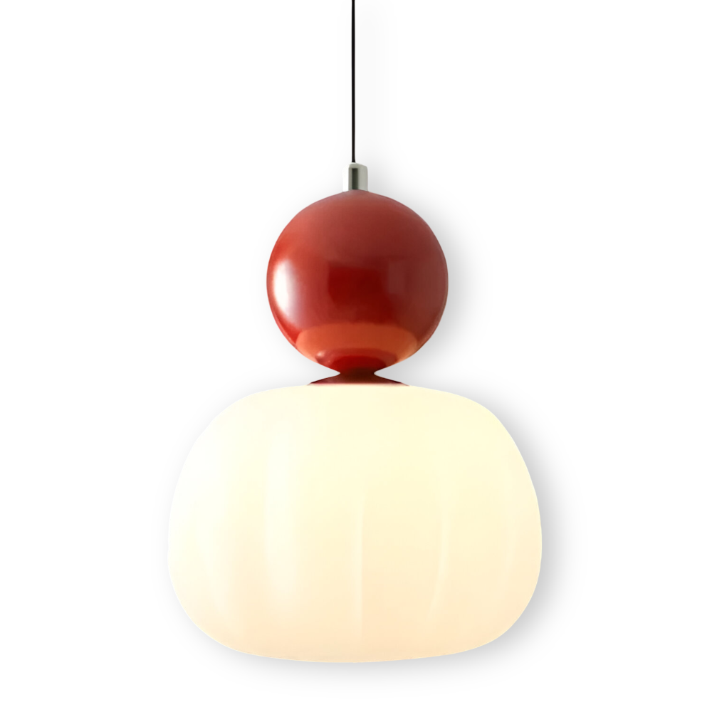 Lampa wisząca Art Deco kremowa z metalową ramą