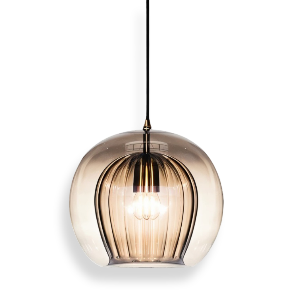Kulista lampa wisząca szklana vintage