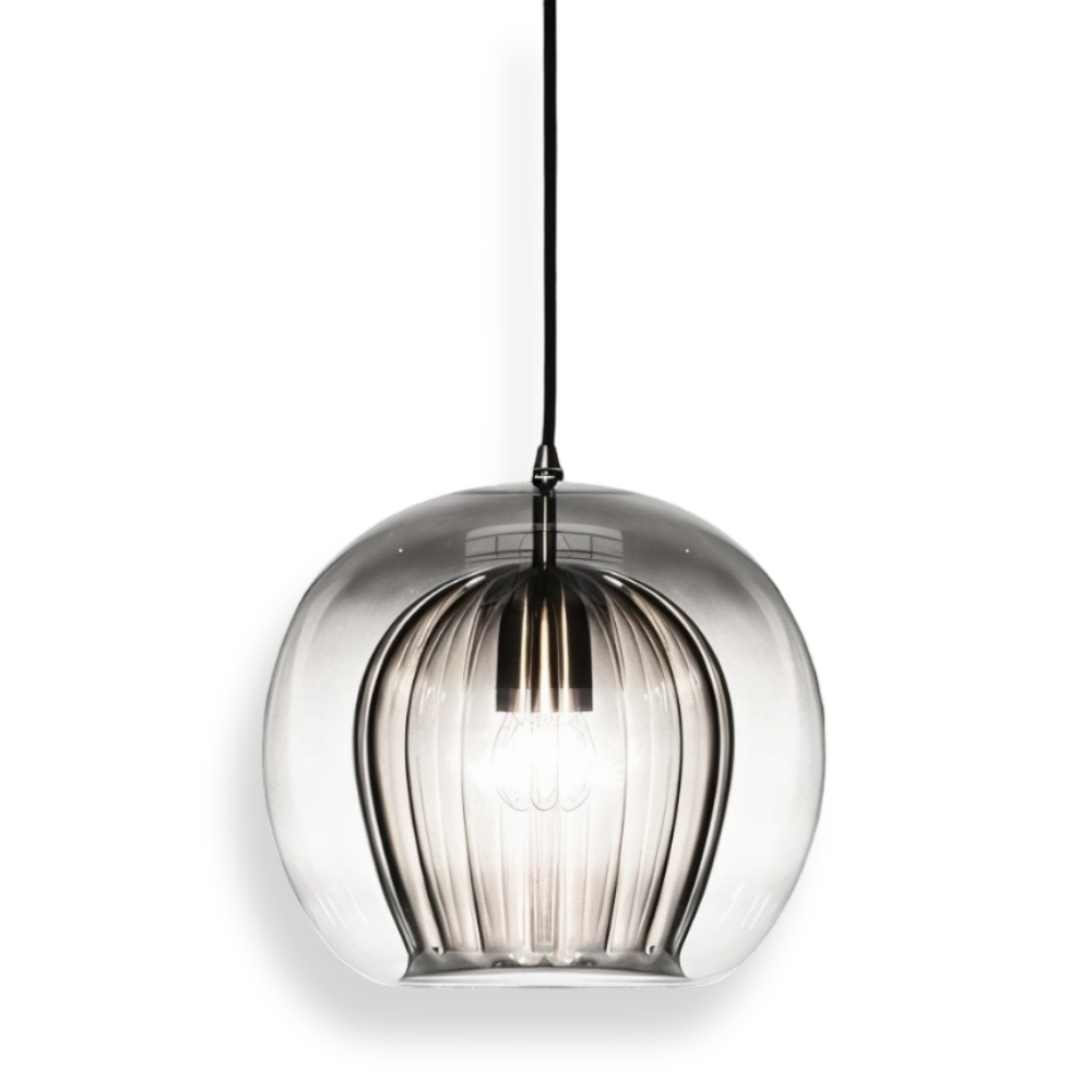 Kulista lampa wisząca szklana vintage