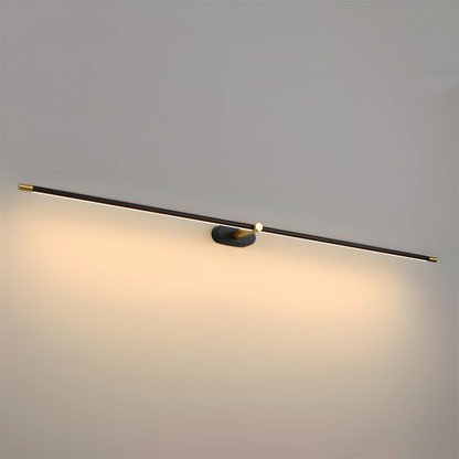 Wąska lampa ścienna LED czarno-złota do salonu