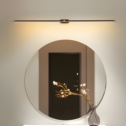 Wąska lampa ścienna LED czarno-złota do salonu