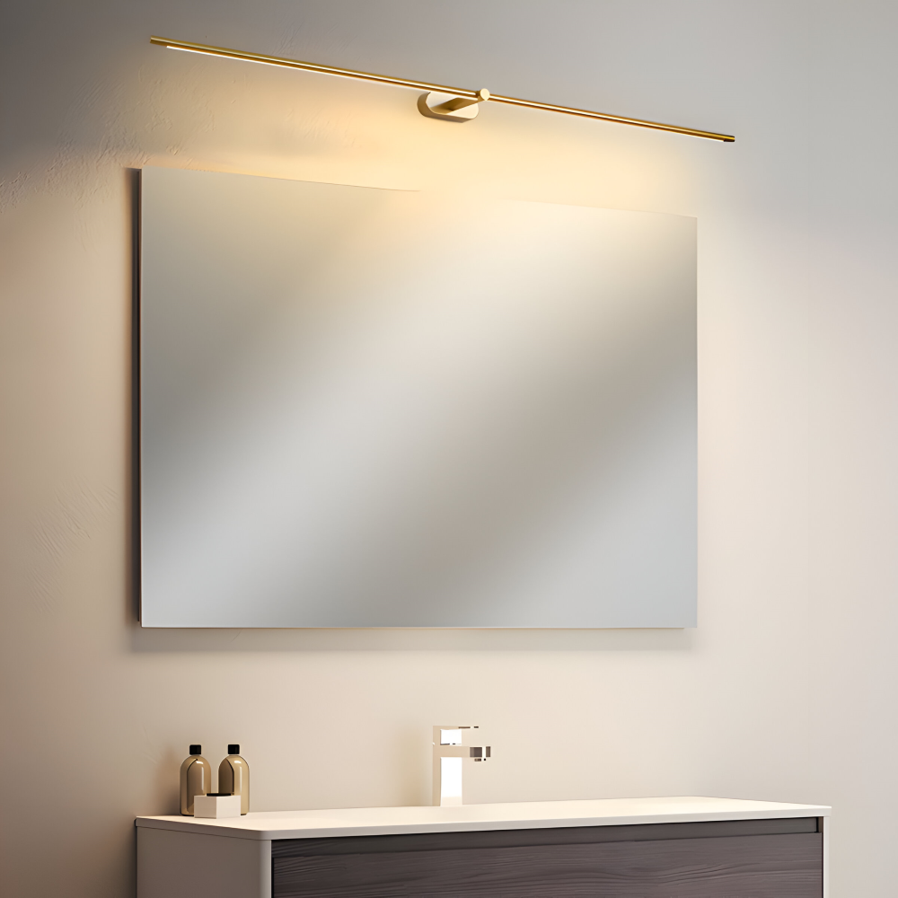 Wąska lampa ścienna LED czarno-złota do salonu