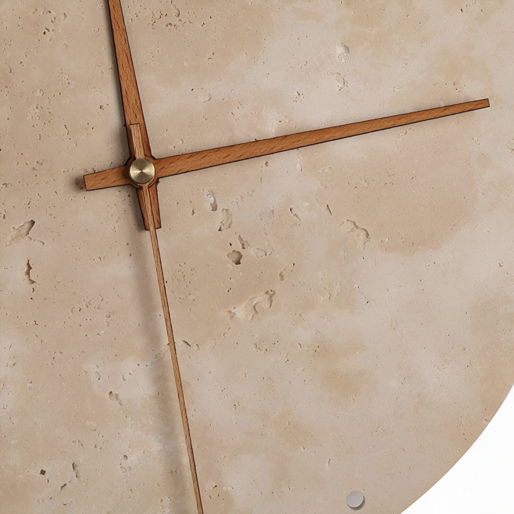 Okrągły kinkiet LED drewno i trawertyn 23/30 cm