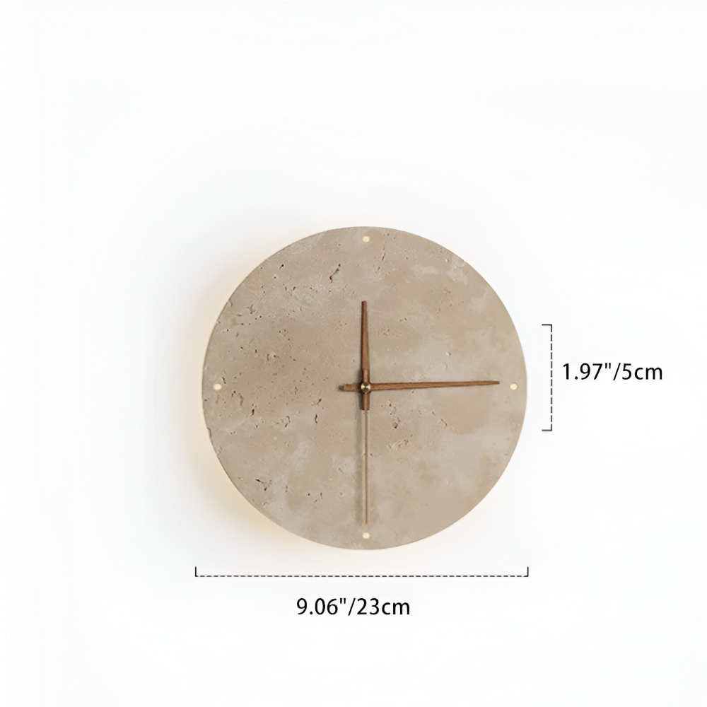 Okrągły kinkiet LED drewno i trawertyn 23/30 cm