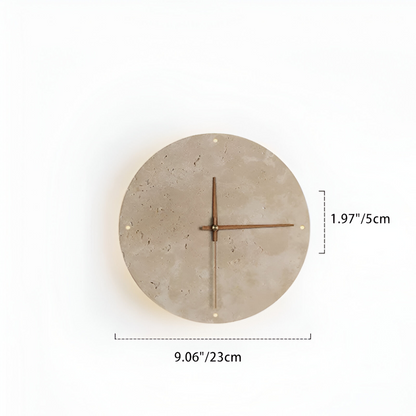 Okrągły kinkiet LED drewno i trawertyn 23/30 cm
