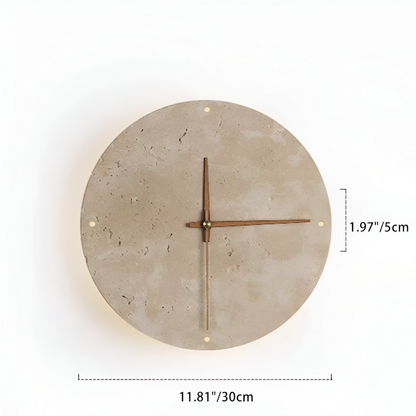 Okrągły kinkiet LED drewno i trawertyn 23/30 cm