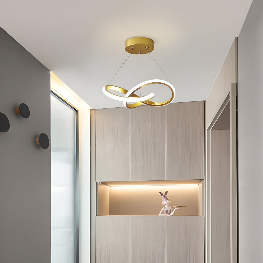 Lampa sufitowa LED spiralna złoto-biała ściemniana