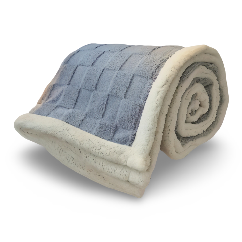Gruby koc zimowy dwustronny z polaru w kratę
