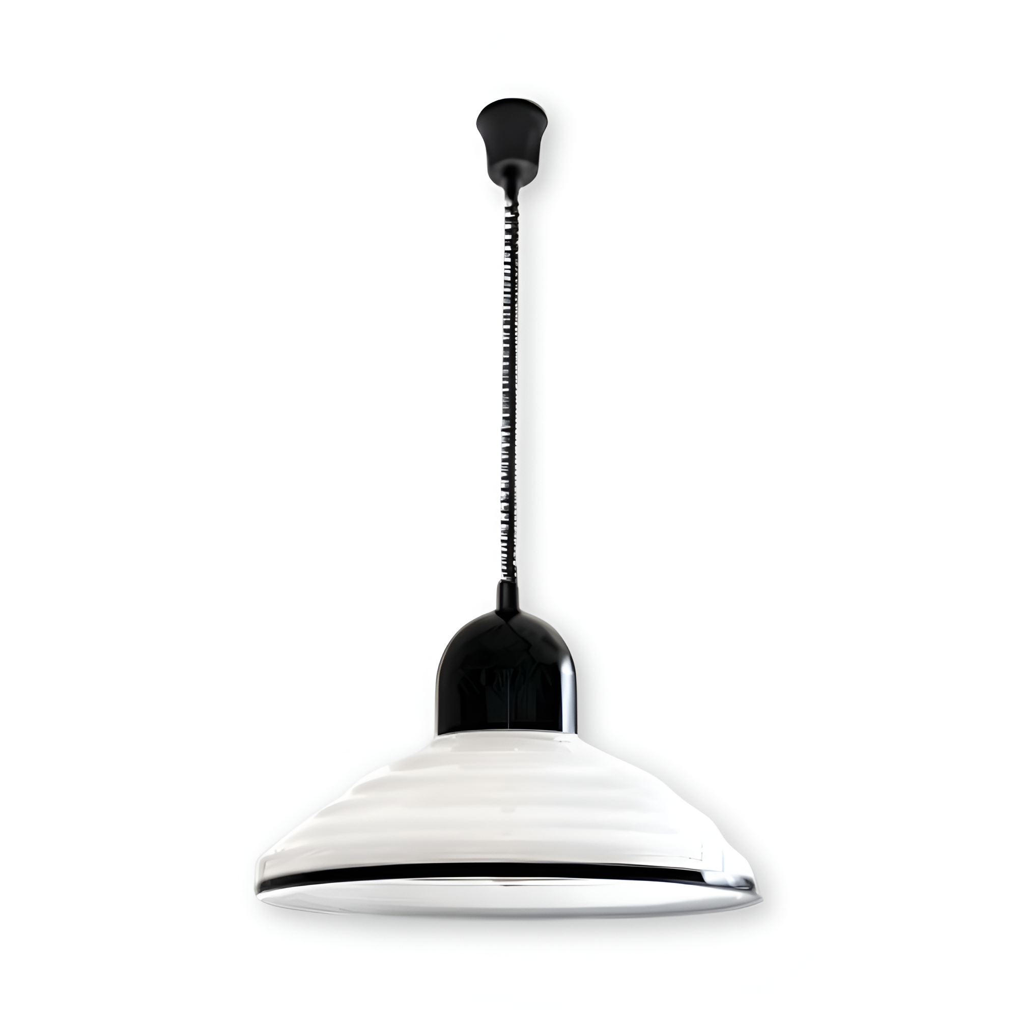 Kremowa lampa sufitowa metalowa z czarnym kablem