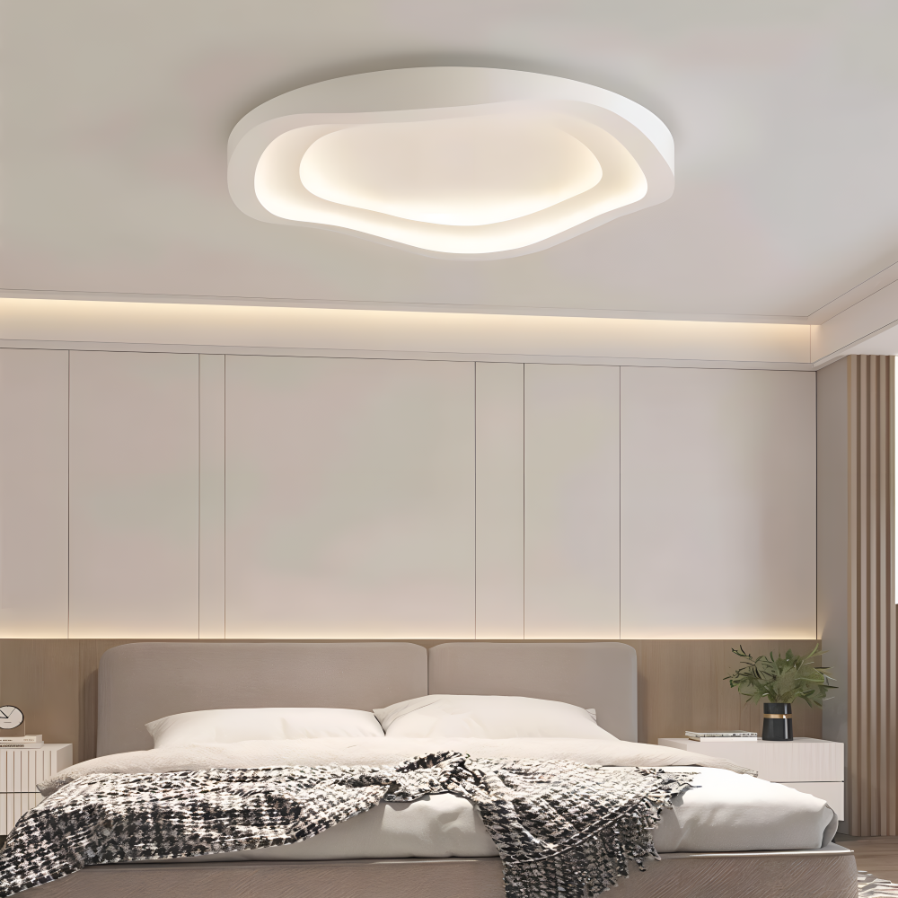 Biała lampa sufitowa LED nowoczesna do sypialni