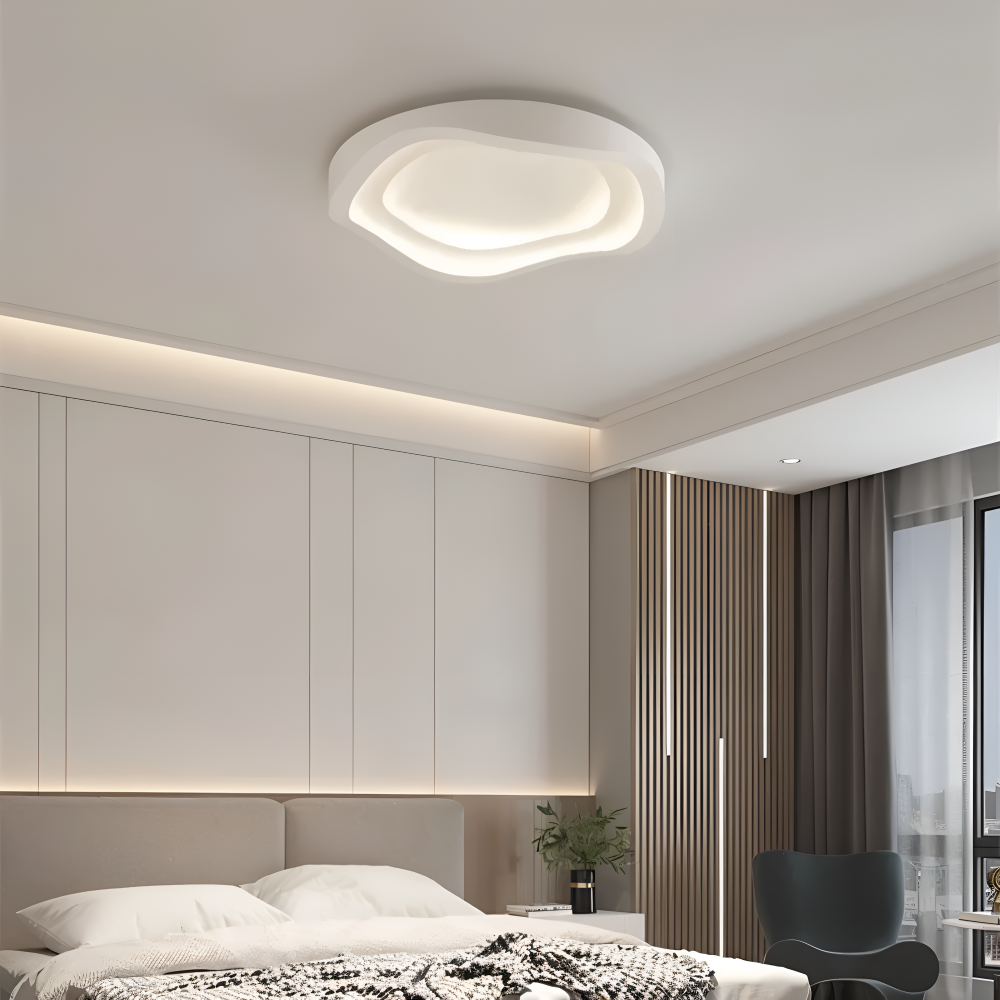 Biała lampa sufitowa LED nowoczesna do sypialni
