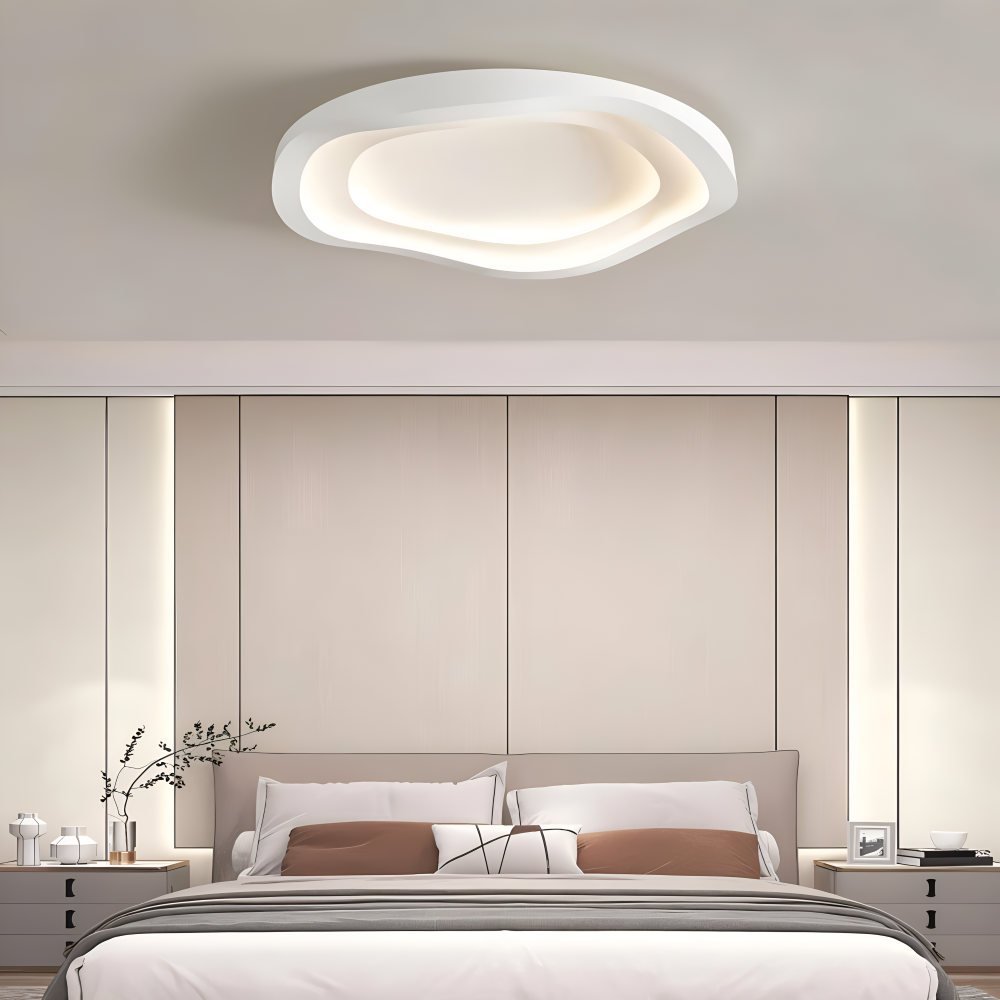 Biała lampa sufitowa LED nowoczesna do sypialni
