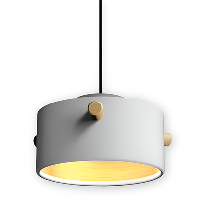 Skandynawska lampa wisząca z drewna i metalu do jadalni