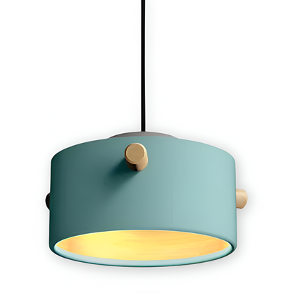 Skandynawska lampa wisząca z drewna i metalu do jadalni