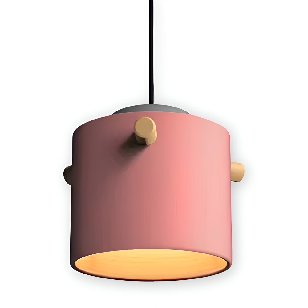 Skandynawska lampa wisząca z drewna i metalu do jadalni