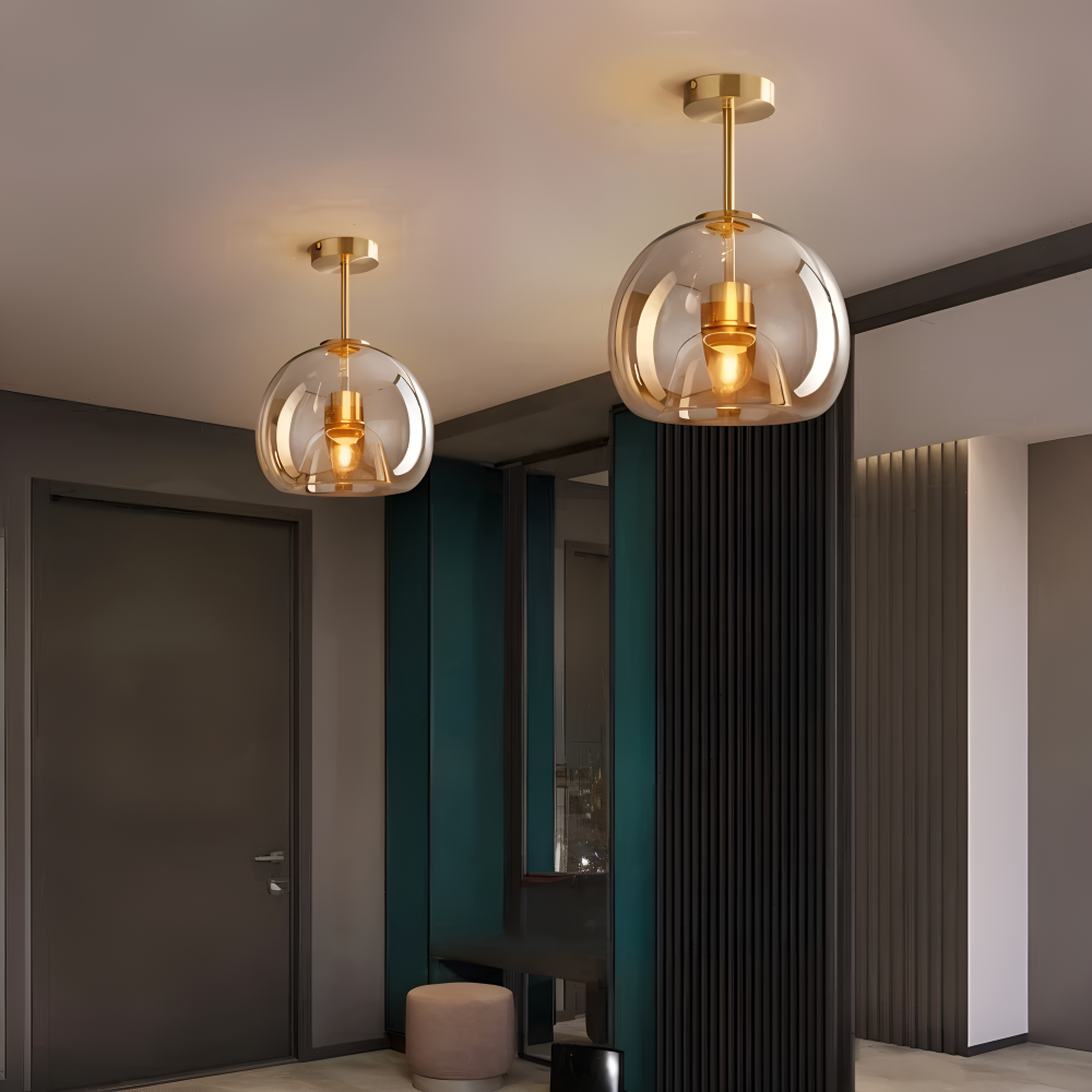 Lampa sufitowa szklana czarno-złota nowoczesna