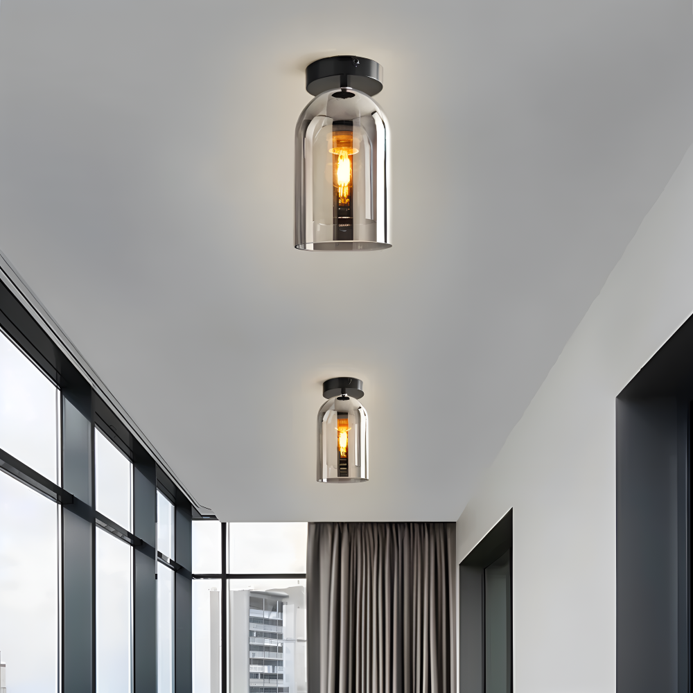 Lampa sufitowa szklana czarno-złota nowoczesna