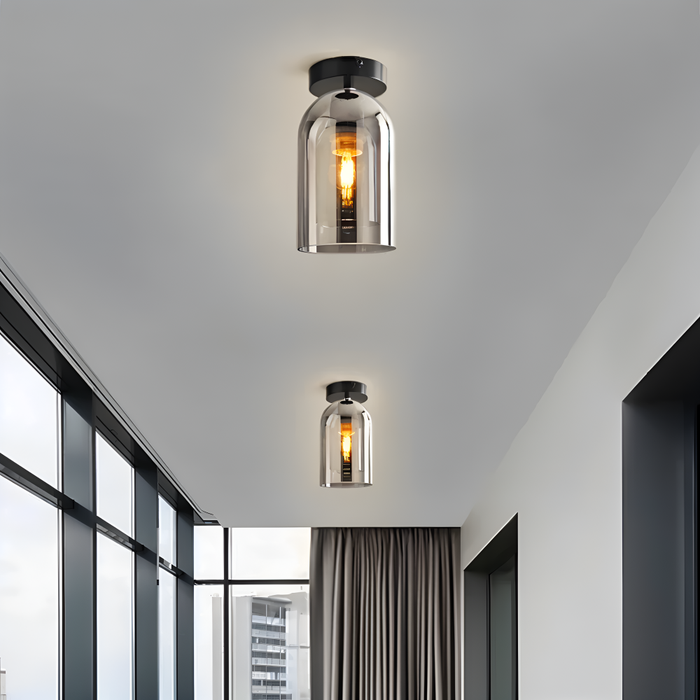 Lampa sufitowa szklana czarno-złota nowoczesna