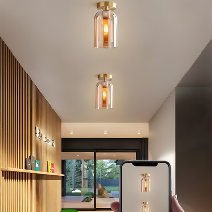 Lampa sufitowa szklana czarno-złota nowoczesna