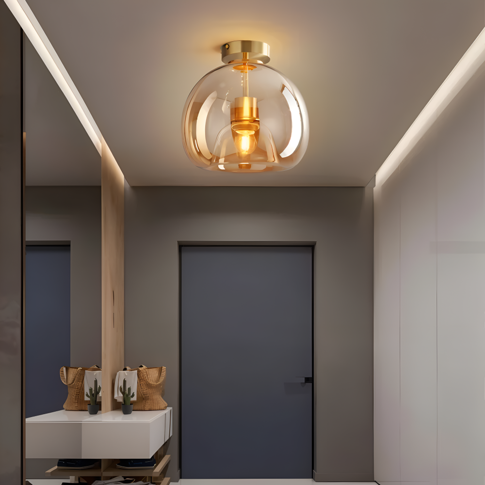 Lampa sufitowa szklana czarno-złota nowoczesna