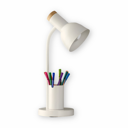 Lampa biurkowa LED z uchwytem na długopisy – nowoczesna, regulowana, 3 barwy światła