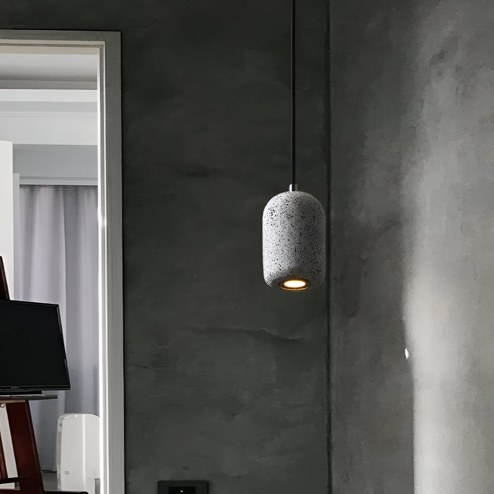 Lampa sufitowa z cementu i szkła industrialna