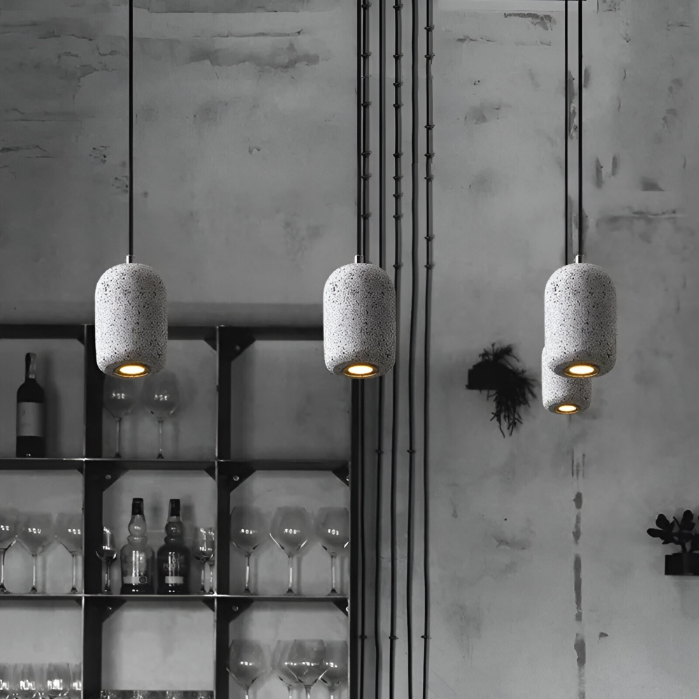 Lampa sufitowa z cementu i szkła industrialna