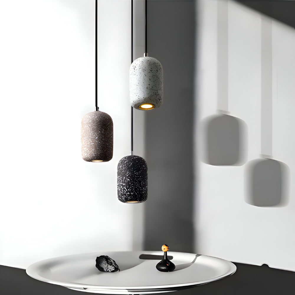 Lampa sufitowa z cementu i szkła industrialna