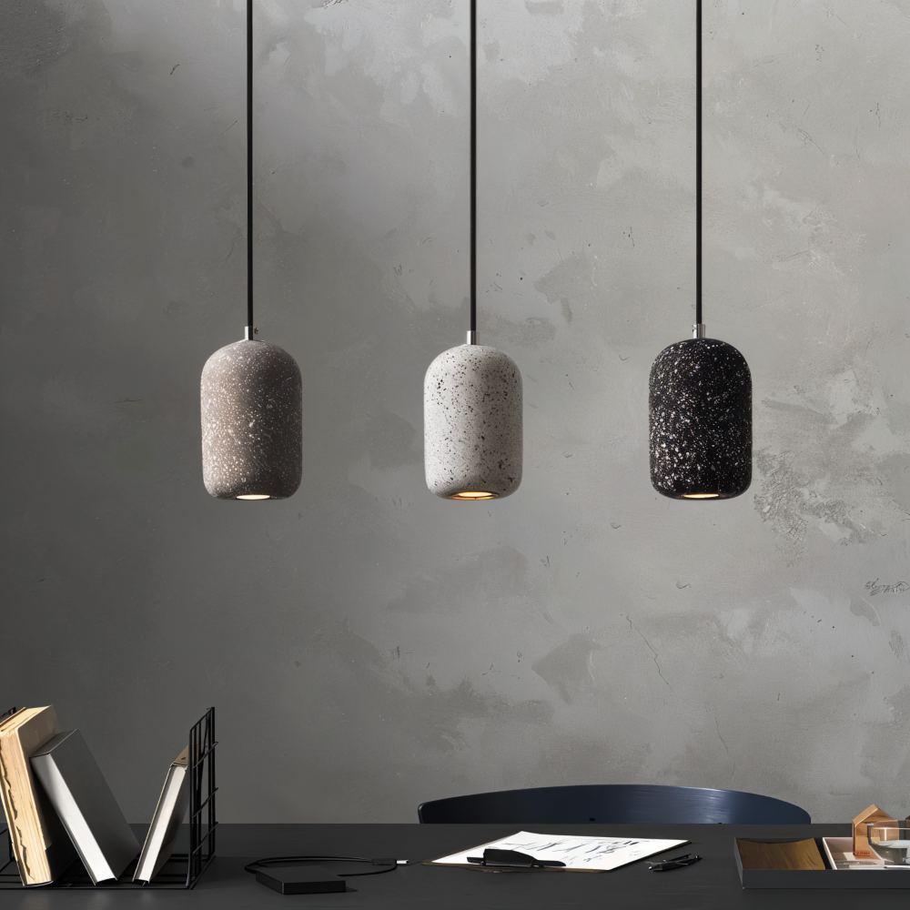Lampa sufitowa z cementu i szkła industrialna