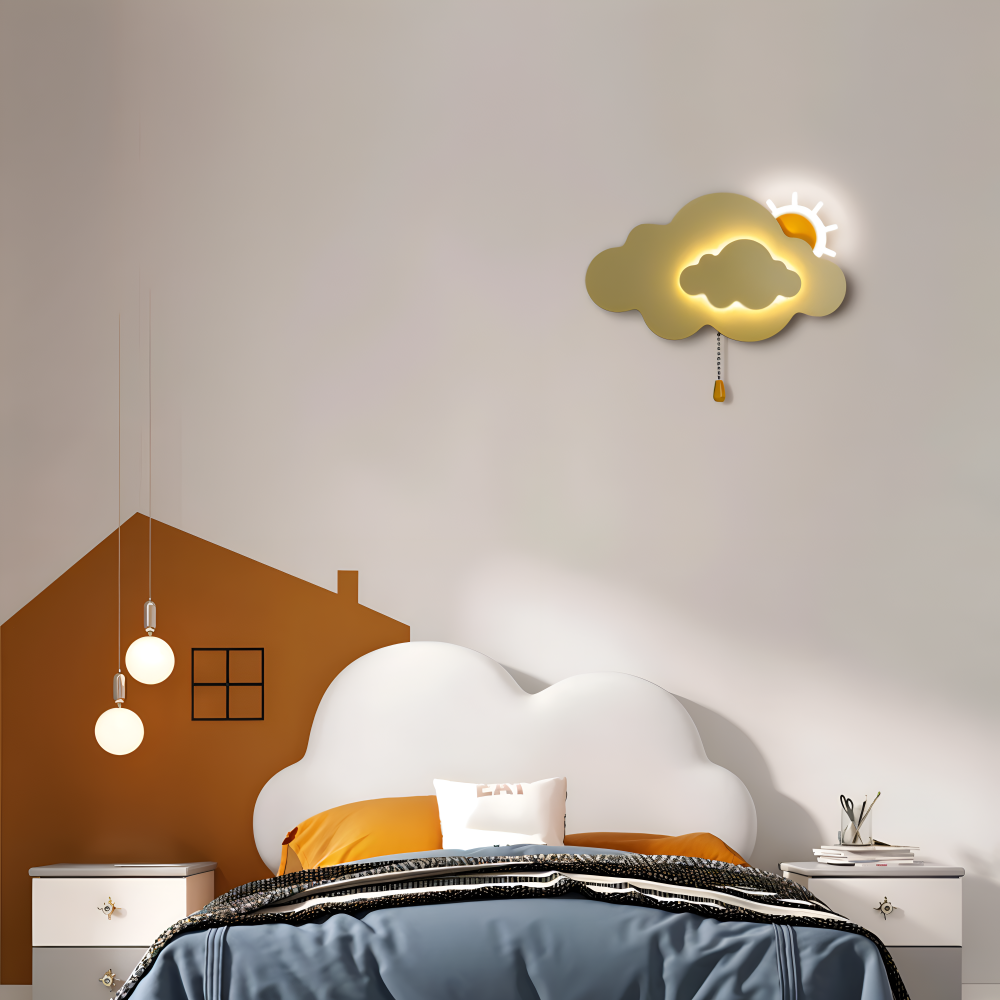 Dziecięca lampa ścienna LED chmurka i słońce