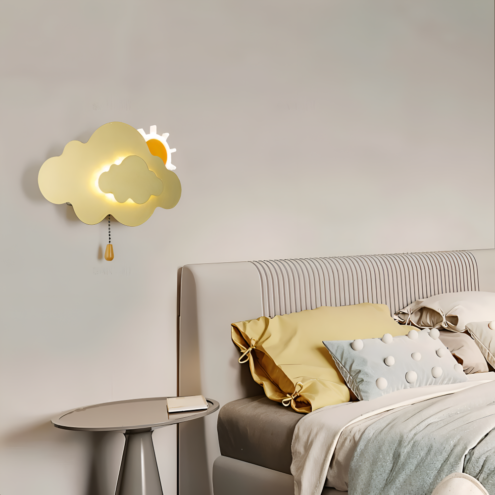 Dziecięca lampa ścienna LED chmurka i słońce