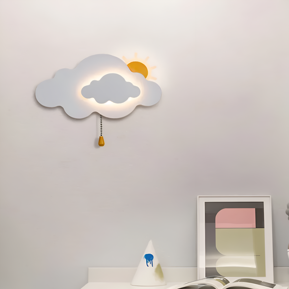 Dziecięca lampa ścienna LED chmurka i słońce