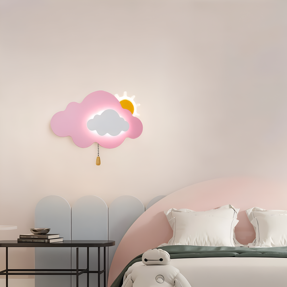Dziecięca lampa ścienna LED chmurka i słońce