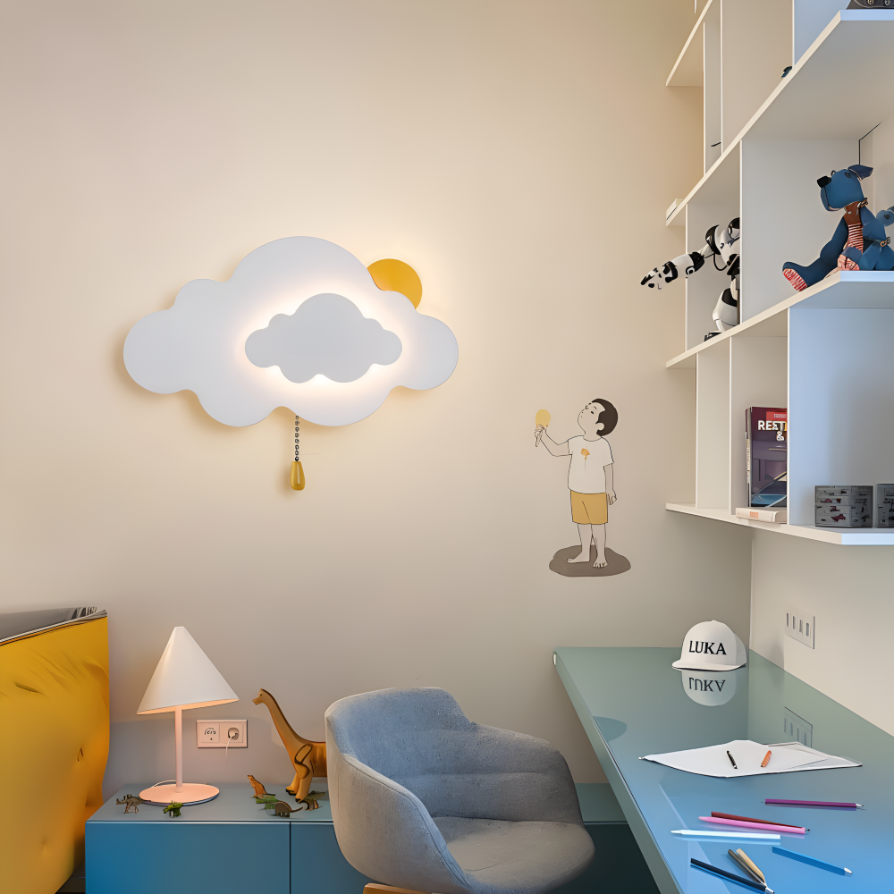 Dziecięca lampa ścienna LED chmurka i słońce