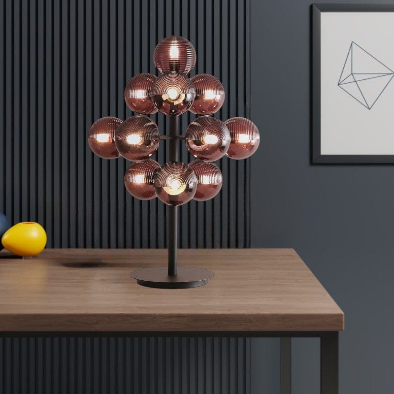 Lampa stołowa z metalu i szkła w kształcie winogron