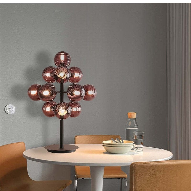 Lampa stołowa z metalu i szkła w kształcie winogron