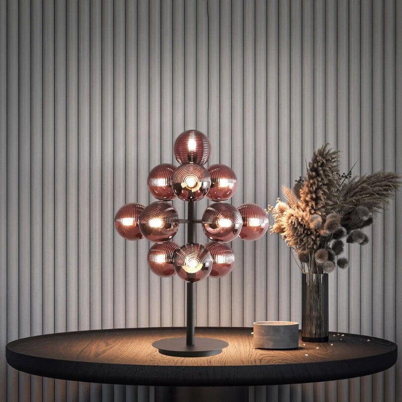 Lampa stołowa z metalu i szkła w kształcie winogron