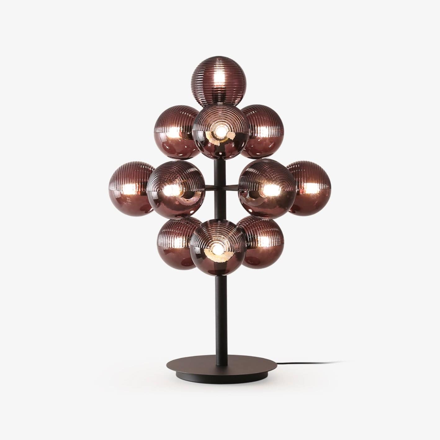 Lampa stołowa z metalu i szkła w kształcie winogron