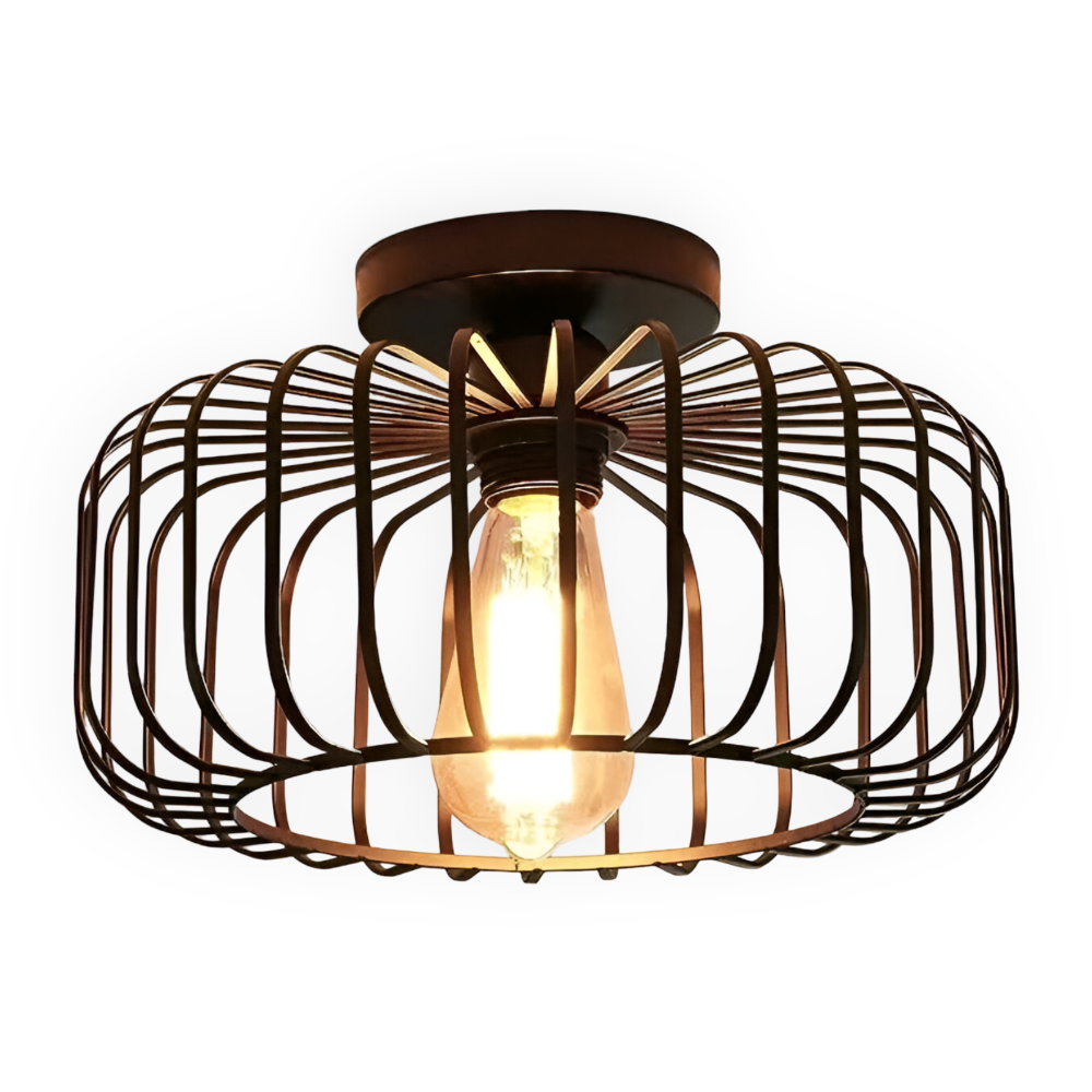 Czarna lampa sufitowa klatka industrialna E27